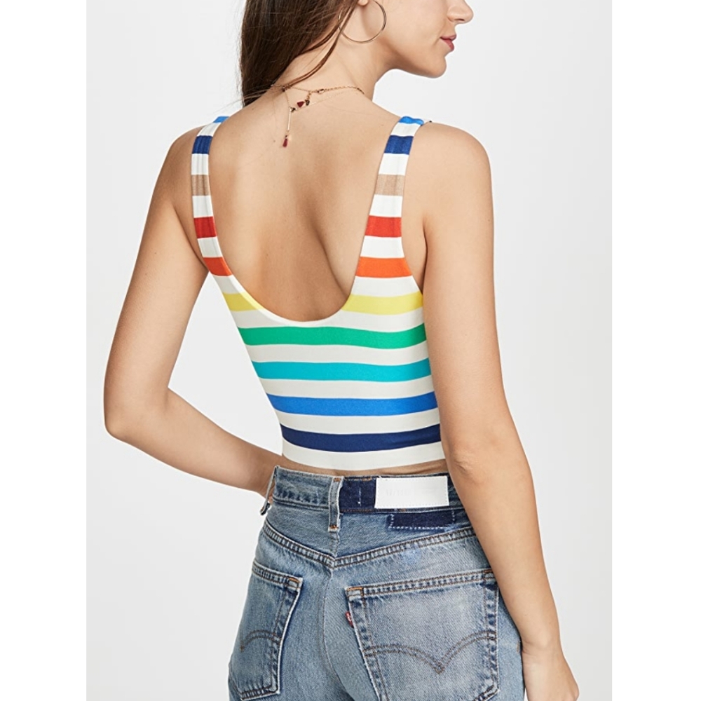 Alice + Olivia Deanne Bodysuit Rainbow Stripe - Picture 5 of 6
